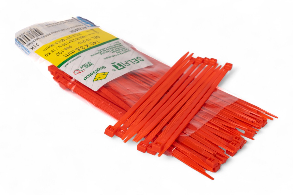 Fascette di cablaggio in nylon - Lunghezza 140mm, larghezza 3,5mm - Rosso (100 pezzi)