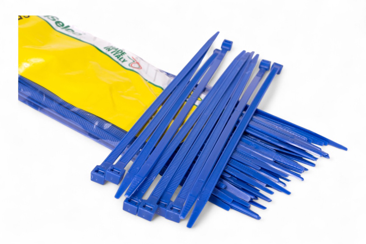 Fascette di cablaggio in nylon - Lunghezza 200mm, larghezza 4,5mm - Blu (100 pezzi)