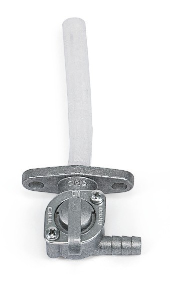 Rubinetto benzina universale sinistro con riserva - Interasse fori 34 mm