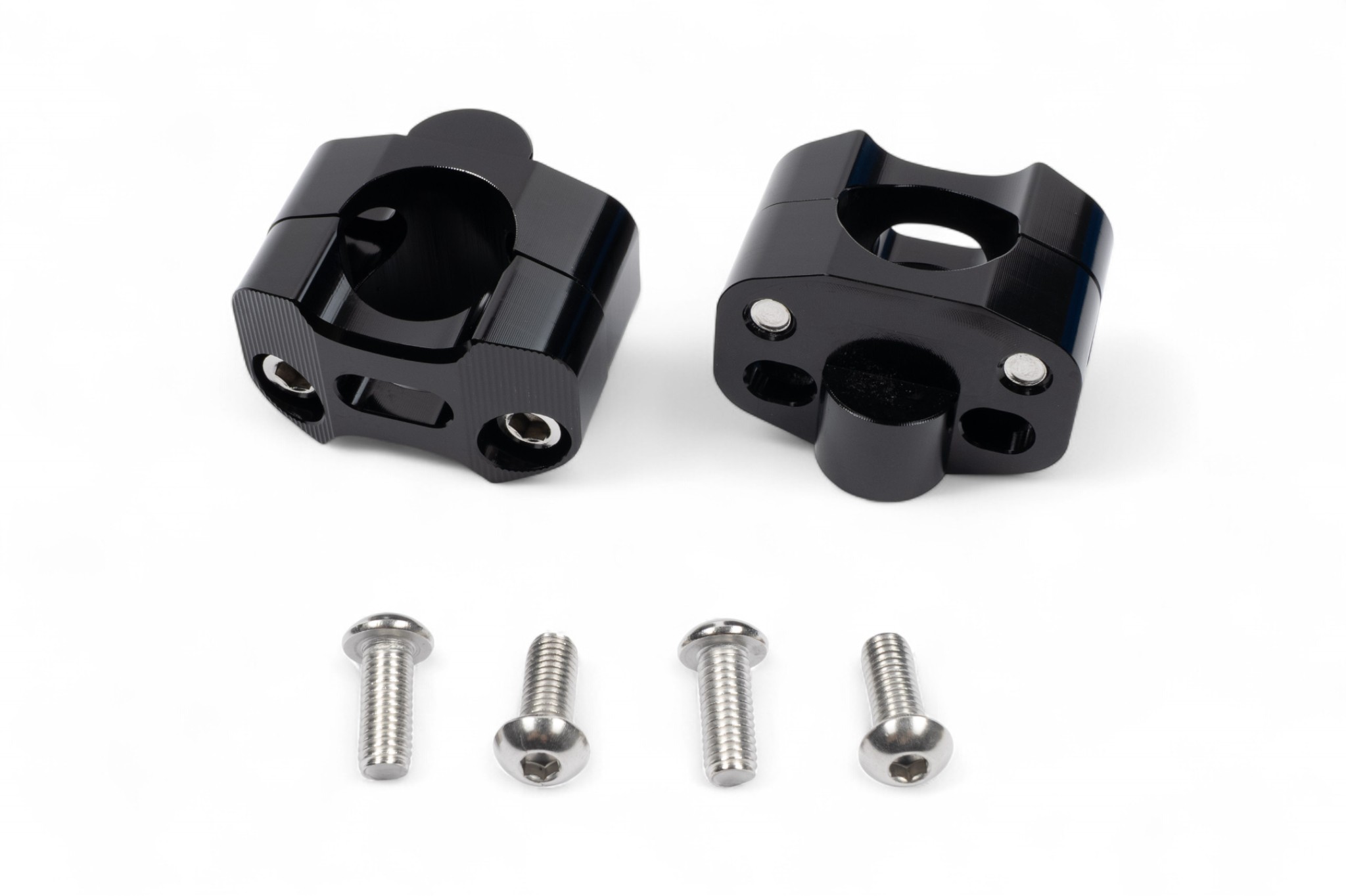 Adattatori rialzati in alluminio anodizzato da 16mm per passare da manubrio ø 22mm a ø 28,6mm - Nero