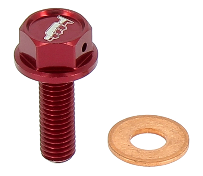 Tappo drenaggio olio con inserto magnetico M8 x 25mm - HONDA - Rosso