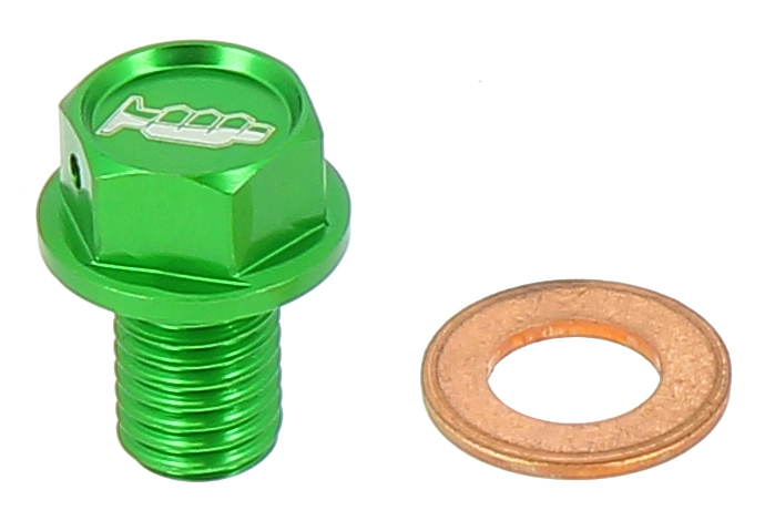 Tappo drenaggio olio con inserto magnetico M10 x 15mm passo 1,50 - KAWASAKI - Verde