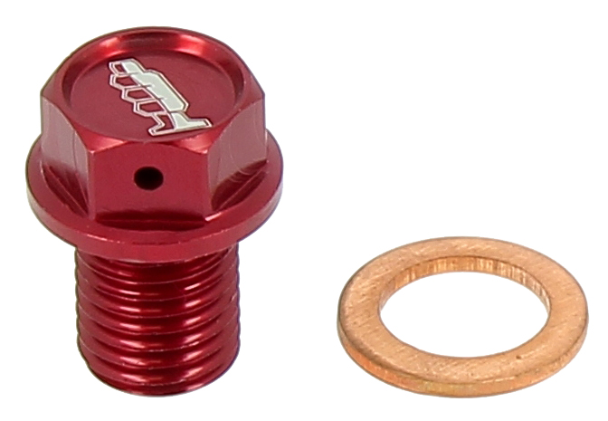 Tappo drenaggio olio con inserto magnetico M12 x 15mm passo 1,50 - HONDA - Rosso