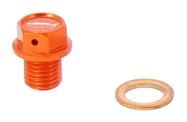 Tappo drenaggio olio con inserto magnetico M12 x 12mm passo 1,50 - KTM - Arancione