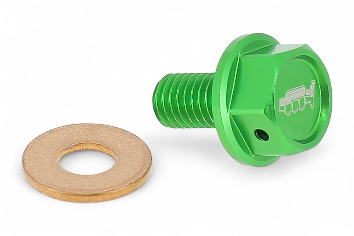 Tappo drenaggio olio con inserto magnetico M8 x 15mm passo 1,25 - KAWASAKI - Verde