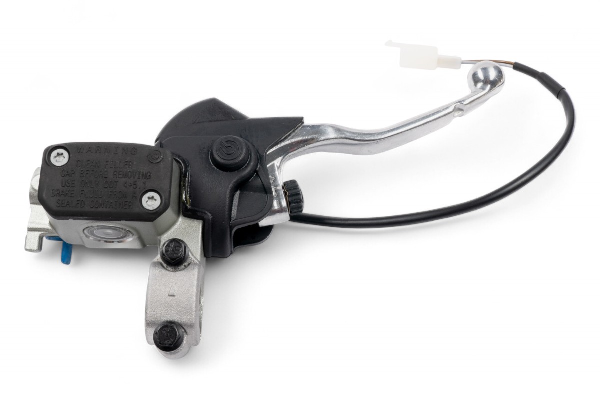 Pompa freno anteriore BREMBO con interruttore stop e cavo - ø pistone 10mm, interasse leva 16mm
