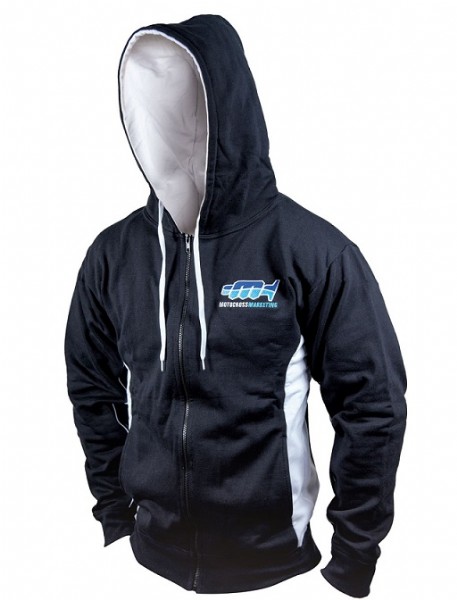 Felpa chiusura zip e cappuccio MOTOCROSS MARKETING - Nero/bianco, taglia XL