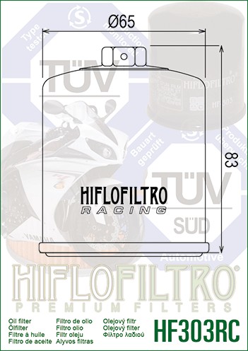 Filtro olio HI-FLO RACING - HONDA KAWASAKI YAMAHA