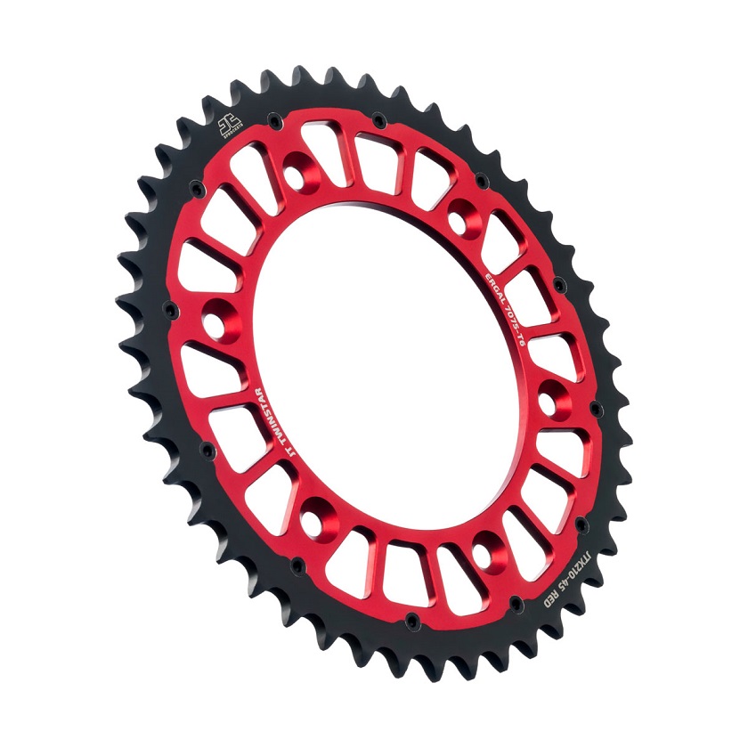 Corona JT TWINSTAR bi-metallo rosso - 45 denti - HONDA