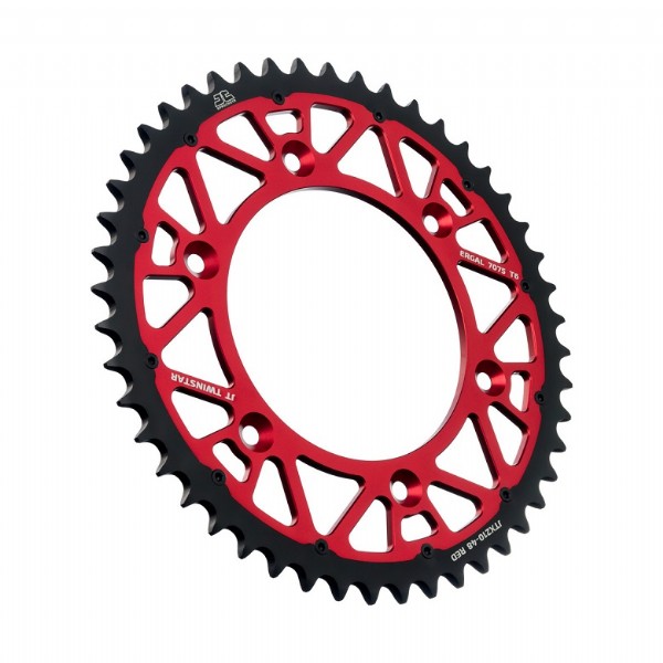 Corona JT TWINSTAR bi-metallo rosso - 48 denti - HONDA