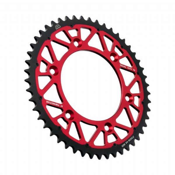 Corona JT TWINSTAR bi-metallo rosso - 49 denti - HONDA