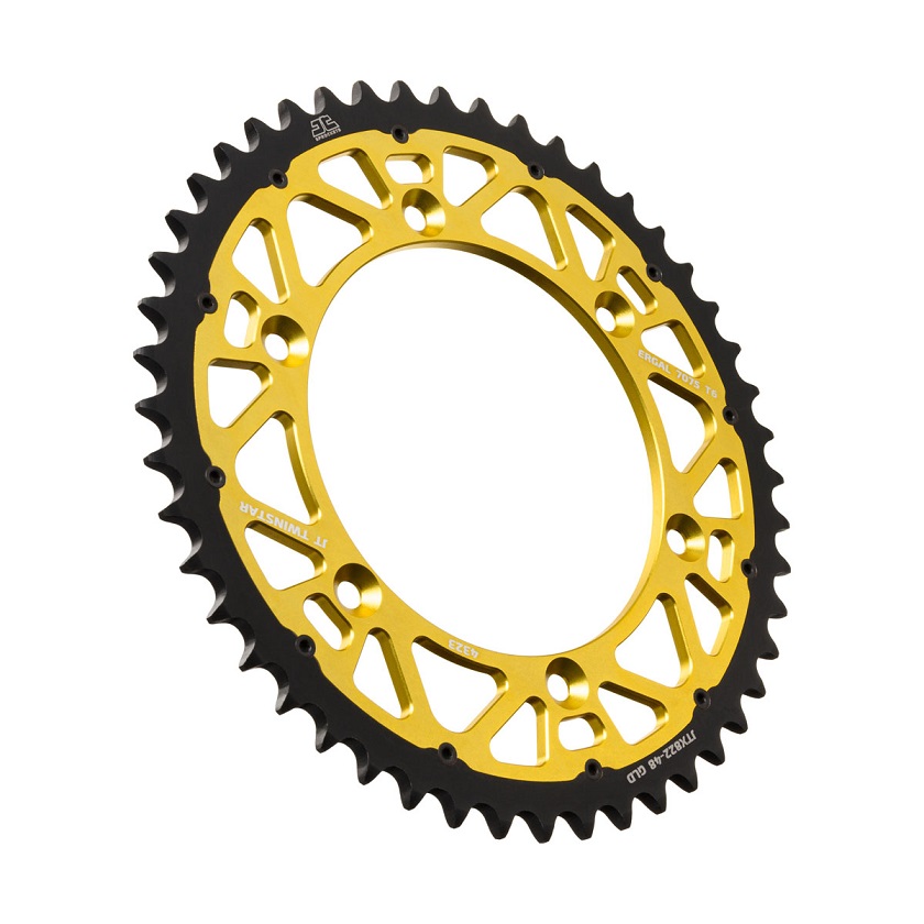 Corona JT TWINSTAR bi-metallo oro - 48 denti - GAS GAS RIEJU SHERCO