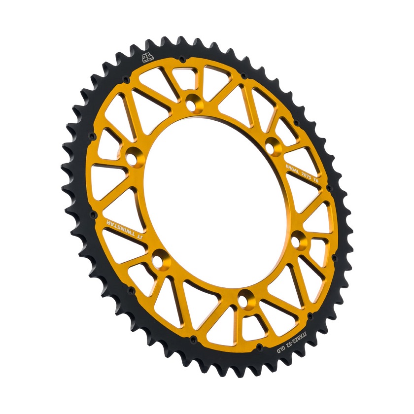 Corona JT TWINSTAR bi-metallo oro - 52 denti - GAS GAS RIEJU SHERCO