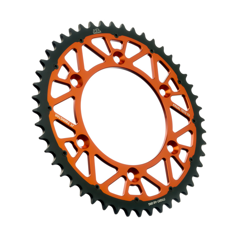 Corona JT TWINSTAR bi-metallo arancione - 48 denti - KTM