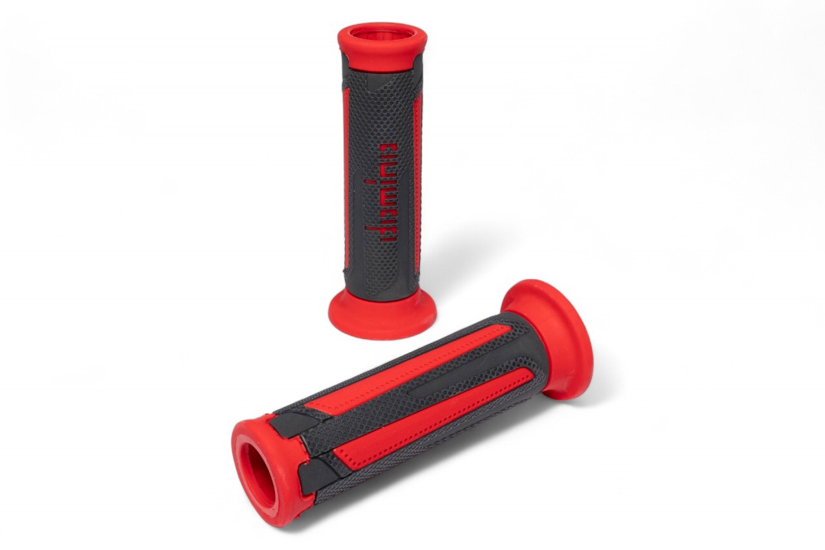 Manopole DOMINO Scooter A350 con estremità aperte - Antracite/rosso