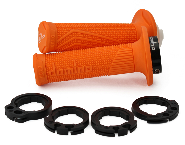 Manopole Lock-On DOMINO D100 con ghiere - Arancione