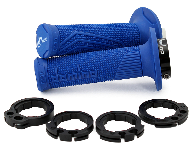 Manopole Lock-On DOMINO D100 con ghiere - Blu