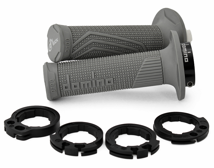 Manopole Lock-On DOMINO D100 con ghiere - Grigio