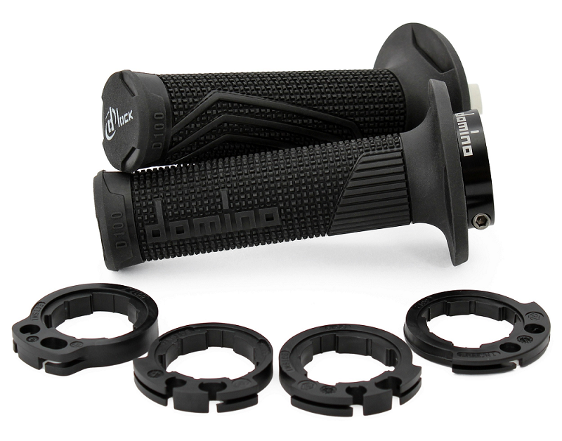 Manopole Lock-On DOMINO D100 con ghiere - Nero