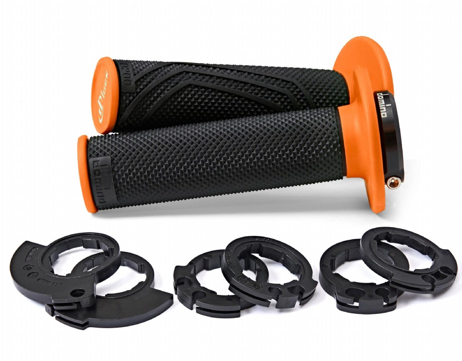 Manopole Lock-On DOMINO D200 con ghiere - Nero/arancione