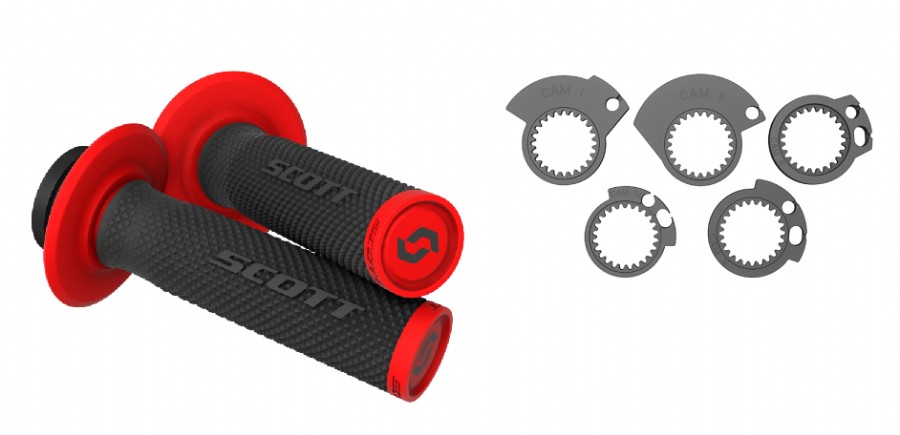 Manopole Lock-On SCOTT SXII con ghiere - Nero/rosso