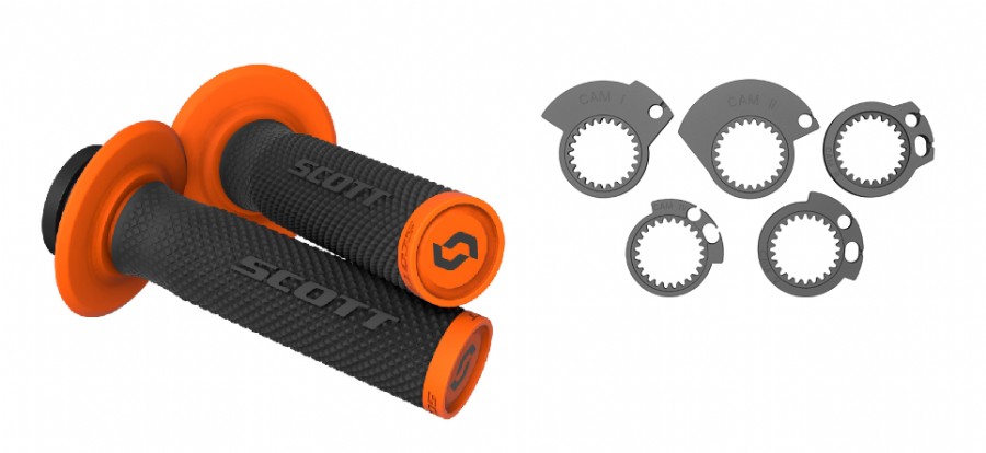 Manopole Lock-On SCOTT SXII con ghiere - Nero/arancione