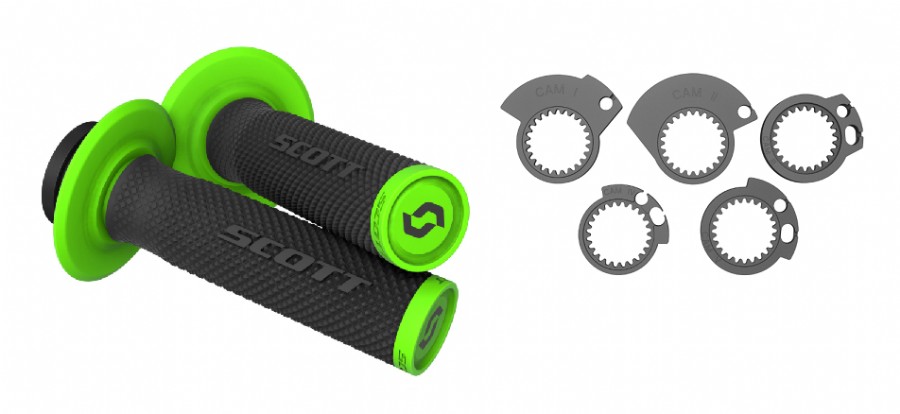 Manopole Lock-On SCOTT SXII con ghiere - Nero/verde