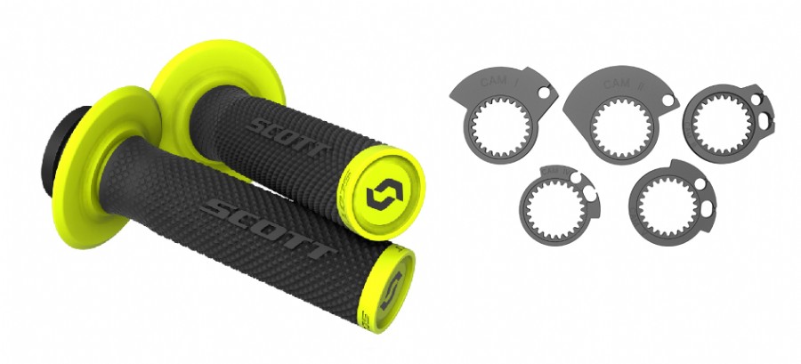 Manopole Lock-On SCOTT SXII con ghiere - Nero/giallo fluo