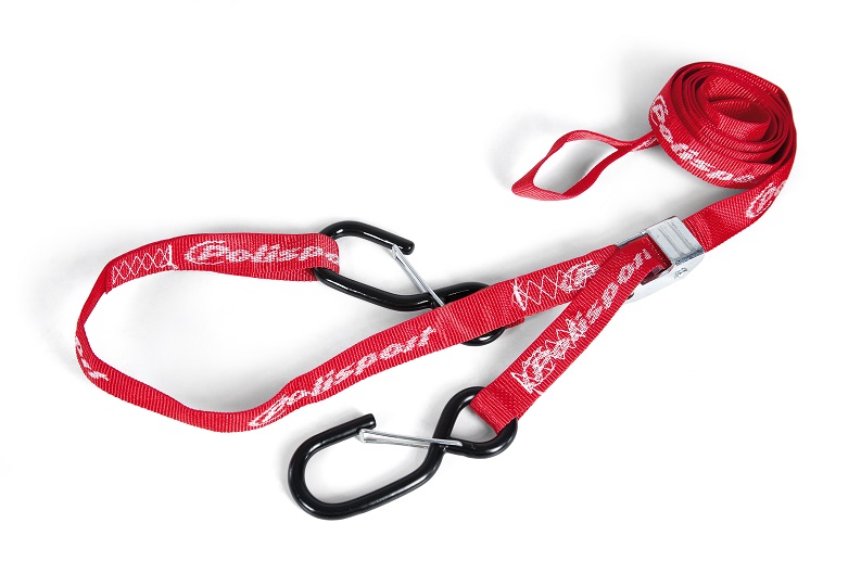 Cinghie ancoraggio con ganci a "S" plastificati POLISPORT - Larghezza 22mm, lunghezza 2,2m (2 pezzi)