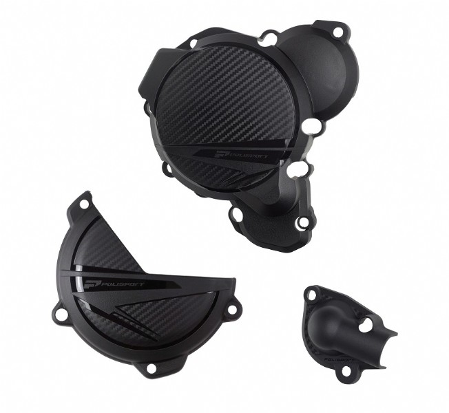 Kit protezioni coperchi motore POLISPORT - KTM 250/300 EXC - Nero