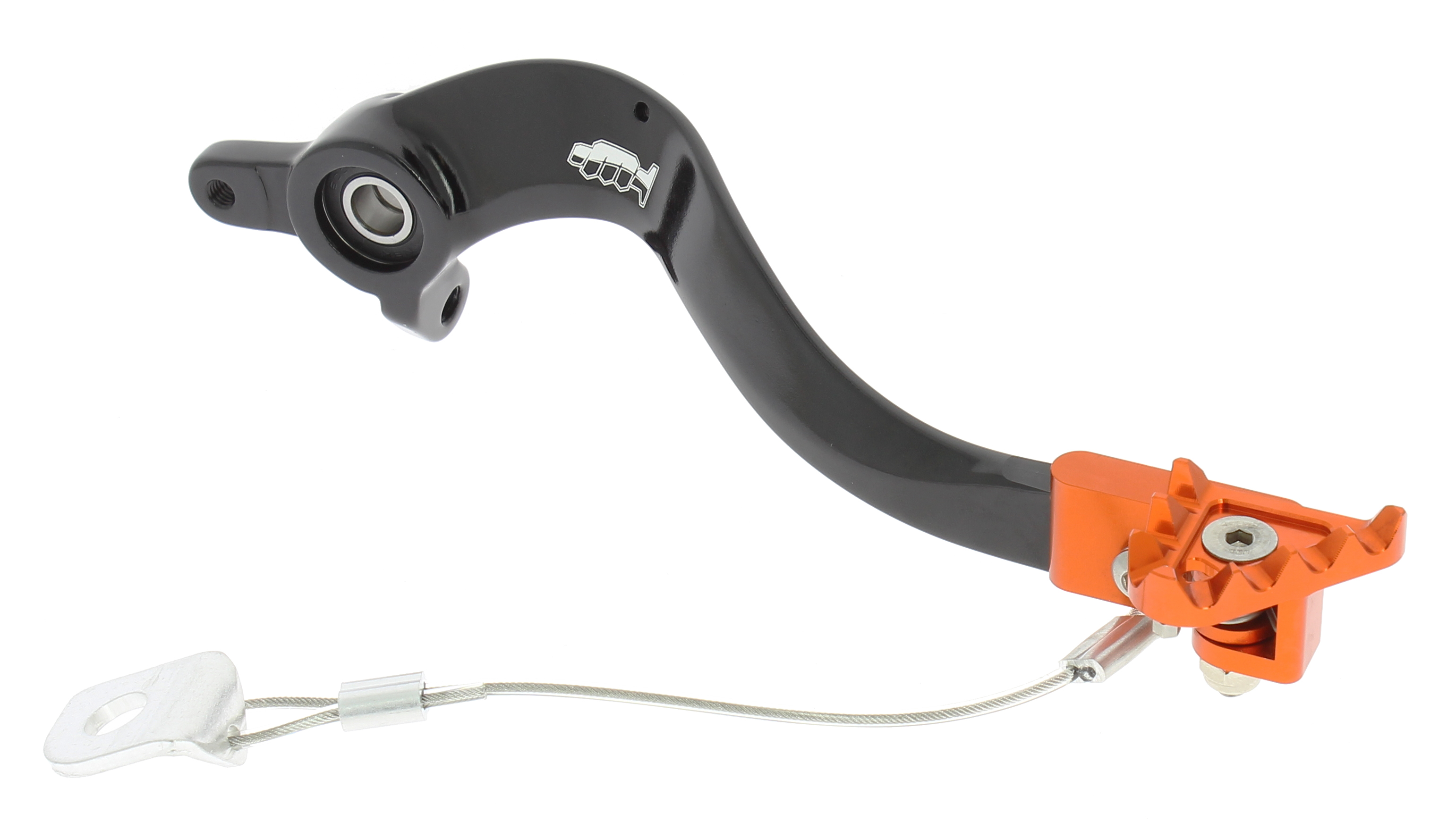 Pedale freno forgiato nero con puntale snodato CNC arancione KTM