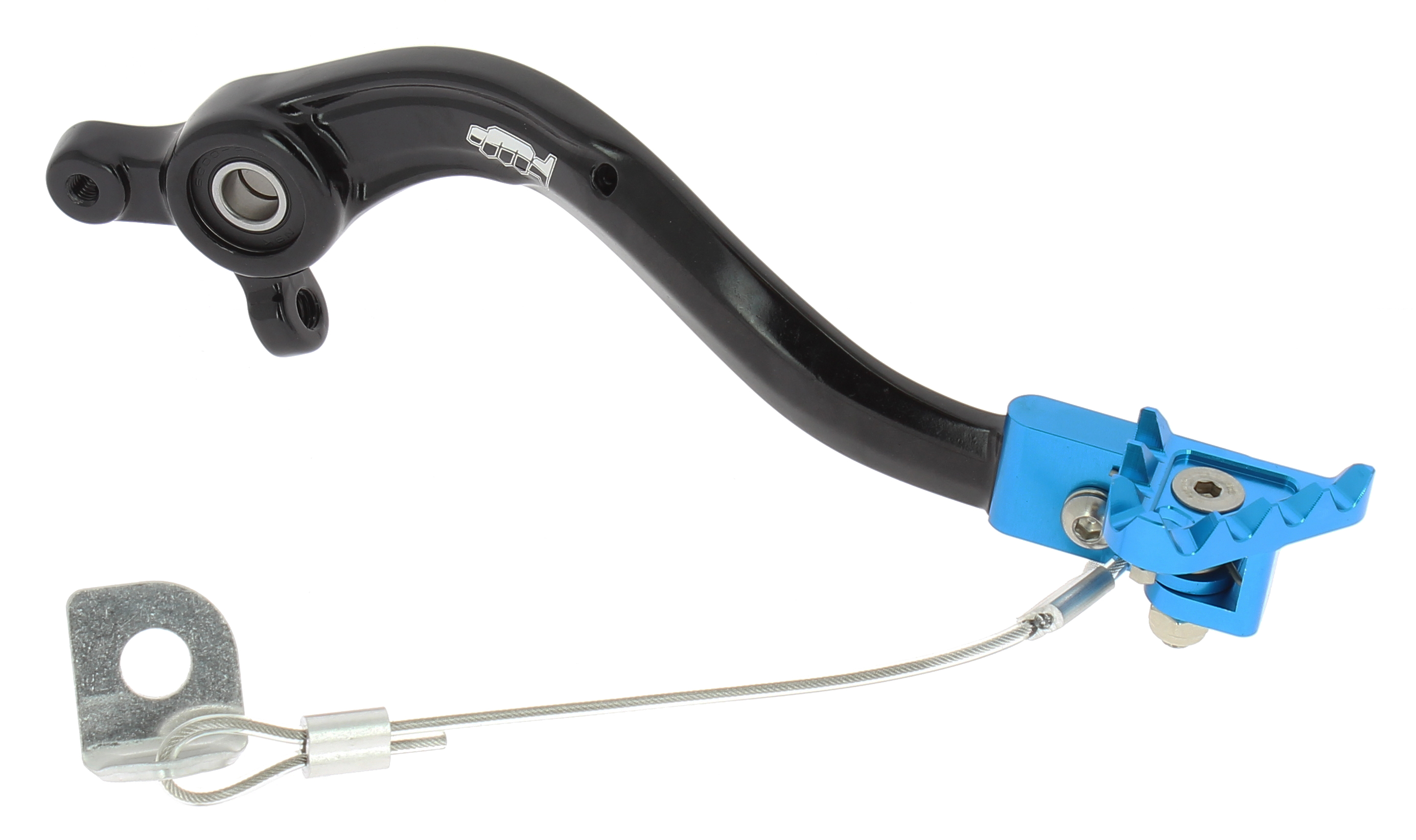Pedale freno forgiato nero con puntale snodato CNC azzurro HUSQVARNA
