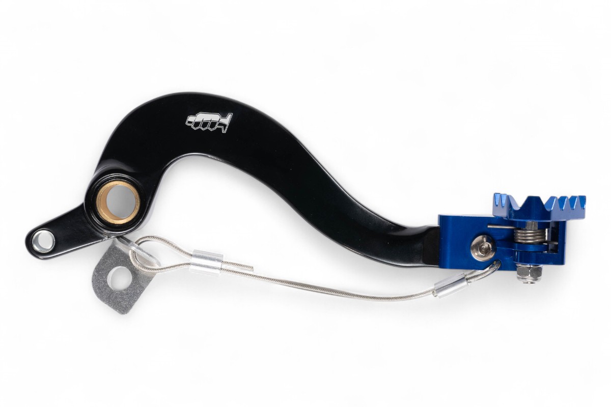 Pedale freno forgiato nero con puntale snodato CNC blu YAMAHA