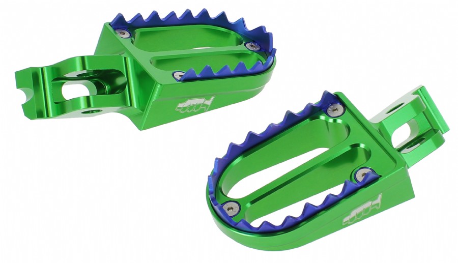 Pedane poggiapiedi in alluminio con denti in titanio - KXF 250/450 09-23 - Verde