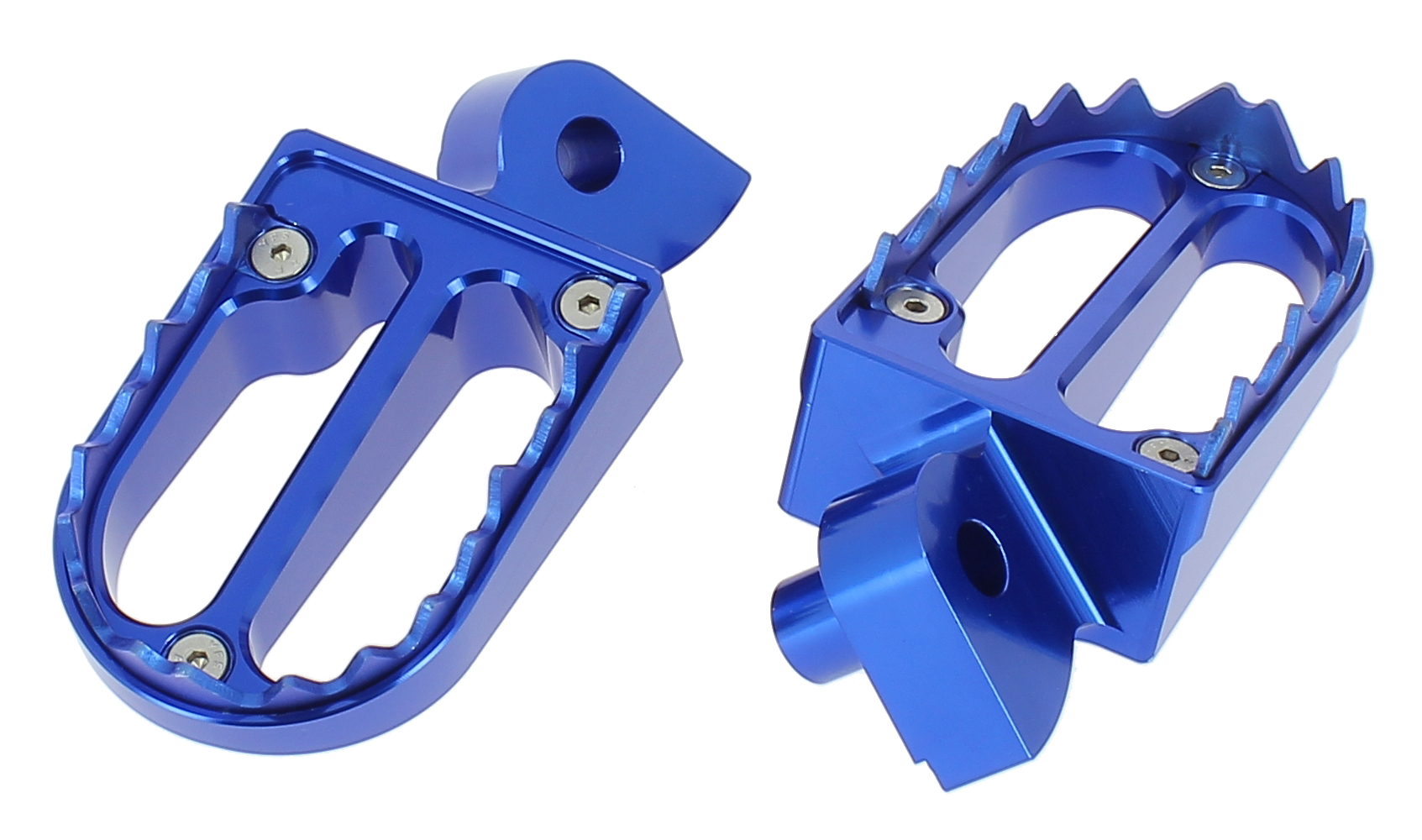 Pedane poggiapiedi in alluminio con denti in titanio - HONDA KAWASAKI SUZUKI YAMAHA - Blu