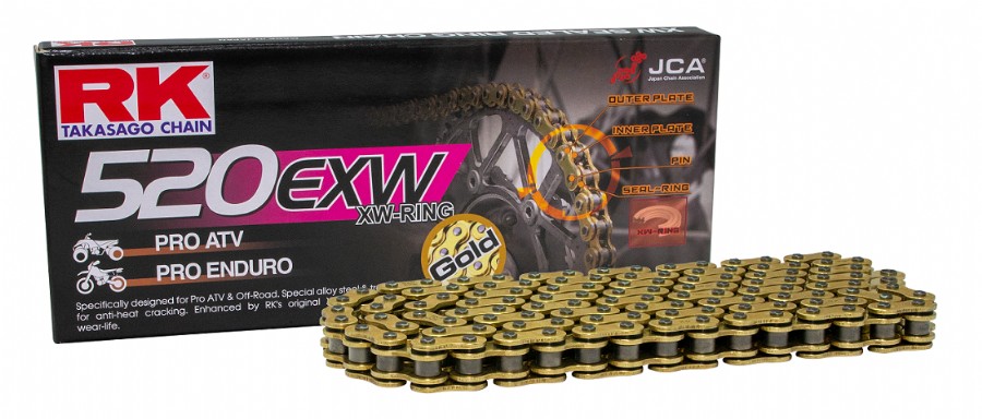 Catena RK 520 EXW - 120 maglie - Oro - con XW-ring