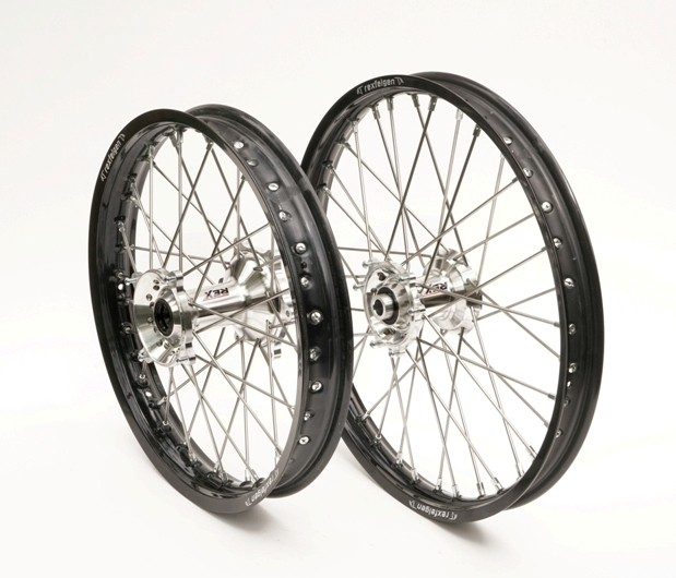 Ruota REX Anteriore 21" x 1,60 KAWASAKI -  Cerchio nero - Mozzo argento