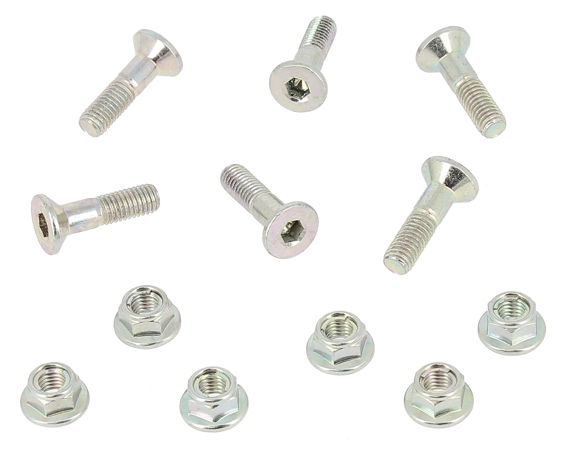 Viti per corona a testa conica M8 x 26mm (sottotesta) con dadi coppia serraggio 32Nm (6 pezzi)