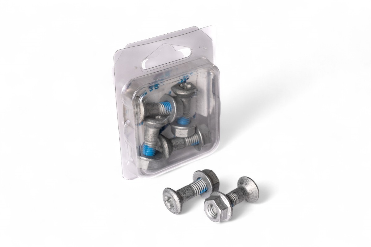 Viti per corona a testa conica impronta Torx M8 x 28mm (sottotesta) e dadi (6 pezzi)