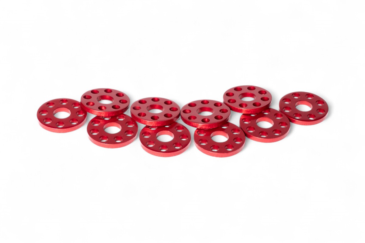 Ranelle alleggerite - Øinterno 6mm - Øesterno 18mm - Rosso (10 pezzi)