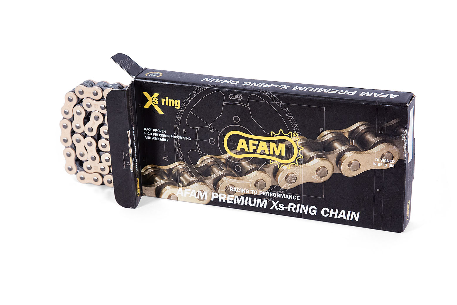 Catena AFAM 525 XSR2 - 124 maglie - Oro/nero - con XS-ring
